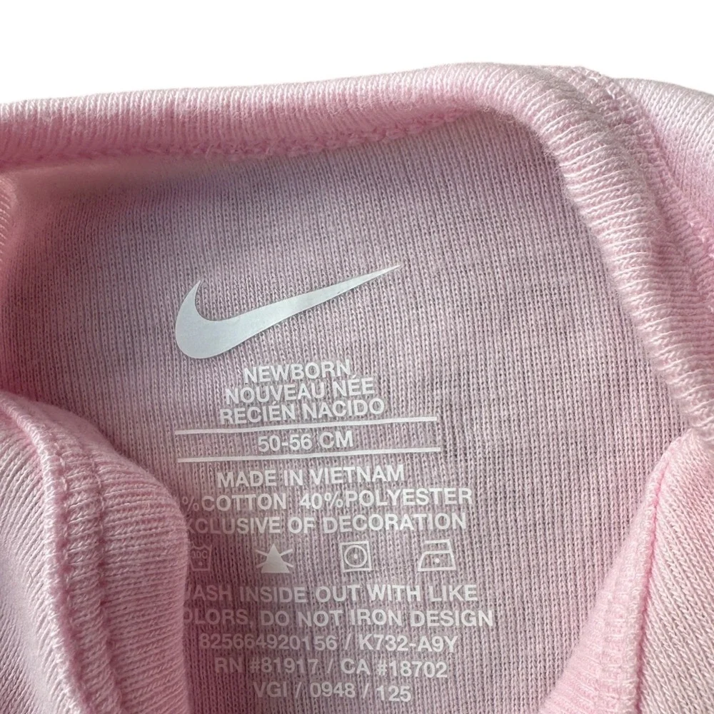 Nike Newborn Baby Girls Pink Long Sleeve Bodysuit and Jogger Pants Set